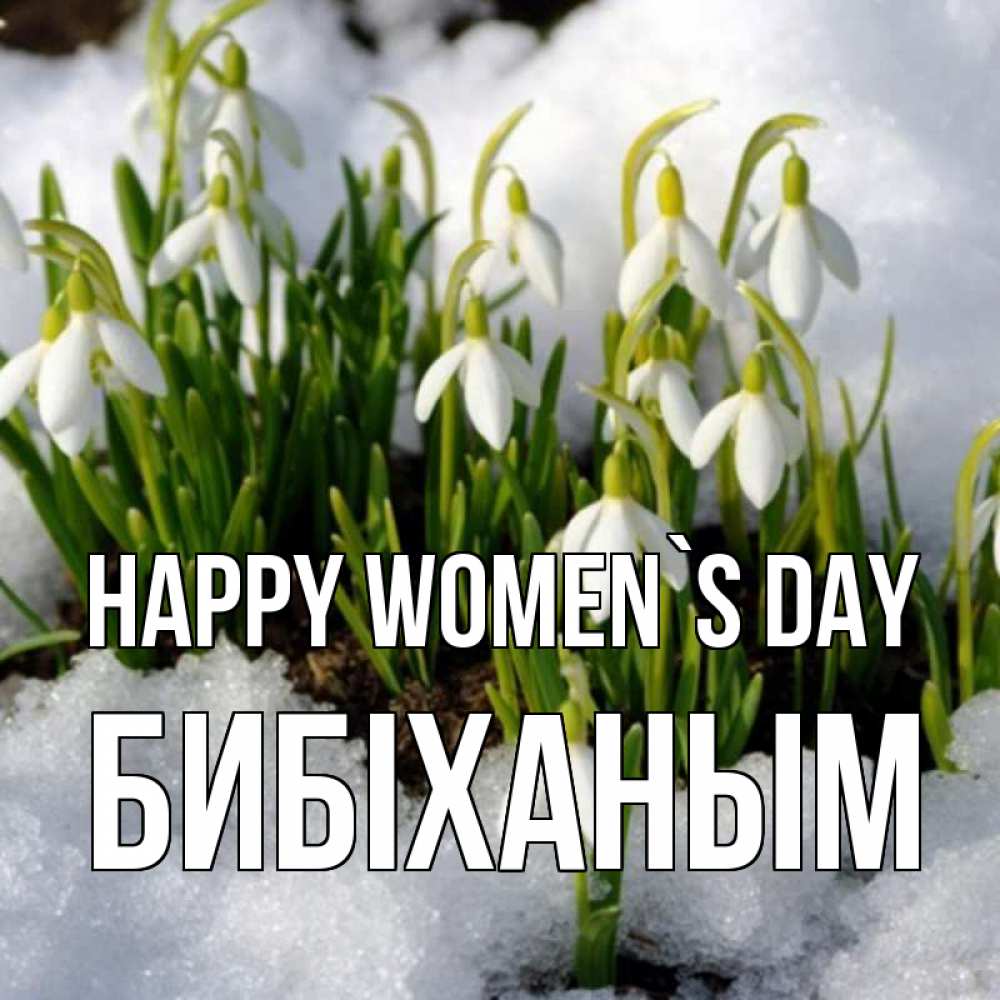 Greetings card с именем, БИБІХАНЫМ happy women`s day цветы весенние Greetings with text for free download 
